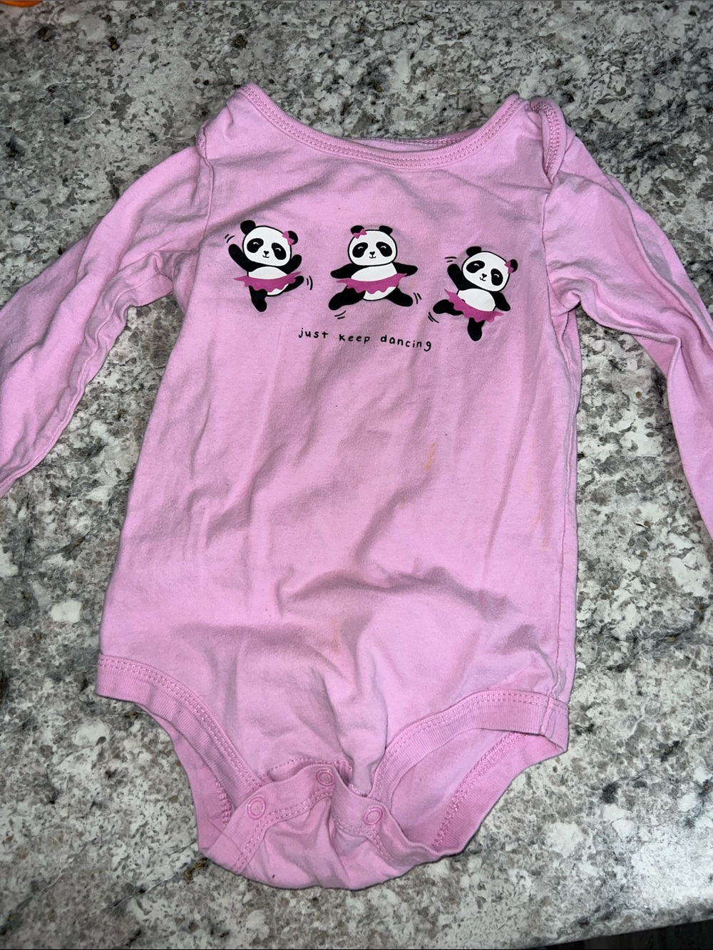 George Pink Long-Sleeve Panda Dance One-Piece Bodysuit